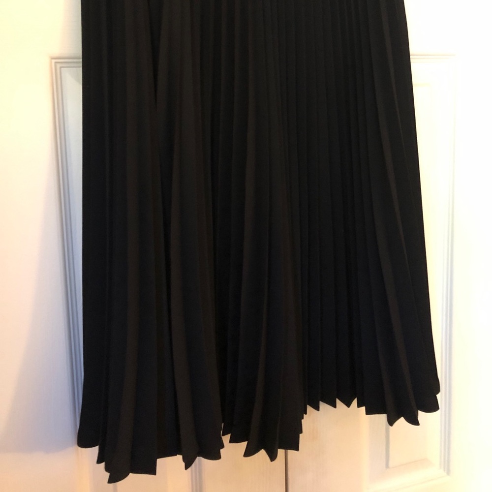 Knife Pleated Skirt Black Mid-Weight Below Knee Size 10, Yansi Fugel 3 Season